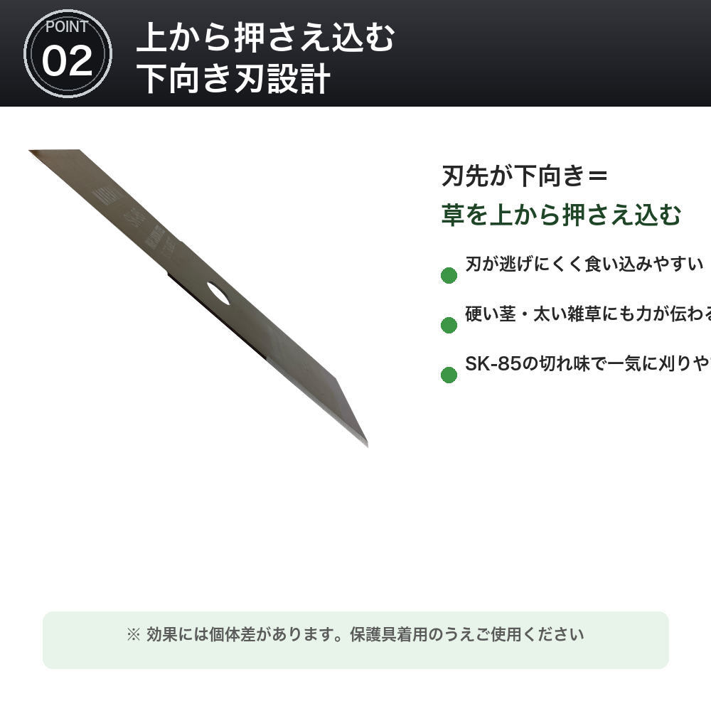 下向き刃設計
