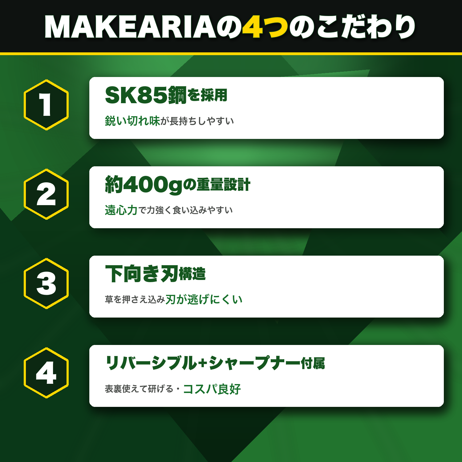 MAKEARIAの4つのこだわり